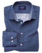 Charles Tyrwhitt Extra Slim Fit Blue And White Geometric Print Cotton Casual Shirt Single Cuff Size Medium By Charles Tyrwhitt