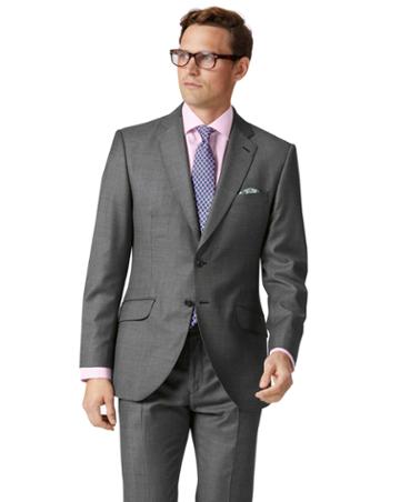  Light Grey Slim Fit Wool With Cashmere Italian Suit Wool/cashmere Jacket Size 38 By Charles Tyrwhitt