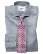 Charles Tyrwhitt Extra Slim Fit Spread Collar Non-iron Puppytooth Dark Grey Cotton Dress Casual Shirt French Cuff Size 14.5/32 By Charles Tyrwhitt