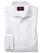 Charles Tyrwhitt Slim Fit Semi-spread Collar Non-iron Luxury White Cotton Dress Shirt French Cuff Size 16/33 By Charles Tyrwhitt
