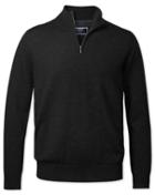  Dark Charcoal Merino Zip Neck Merino Wool Sweater Size Large By Charles Tyrwhitt