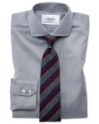 Charles Tyrwhitt Slim Fit Spread Collar Non-iron Puppytooth Dark Grey Cotton Dress Casual Shirt Single Cuff Size 14.5/32 By Charles Tyrwhitt