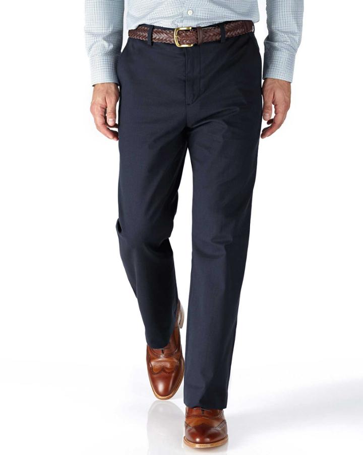  Navy Classic Fit Stretch Cavalry Twill Pants Size W32 L32 By Charles Tyrwhitt