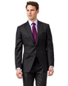  Grey Check Slim Fit Birdseye Travel Suit Wool Jacket Size 36 By Charles Tyrwhitt