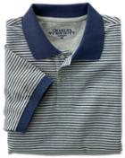 Charles Tyrwhitt Charles Tyrwhitt Classic Fit Blue And Grey Striped Pique Cotton Polo Size Medium