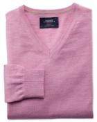Charles Tyrwhitt Light Pink Merino Wool V-neck Sweater Size Medium By Charles Tyrwhitt