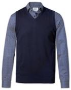  Navy Merino 100percent Merino Wool Sweater Vest Size Large By Charles Tyrwhitt