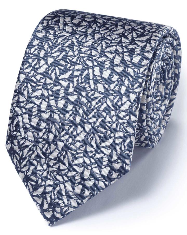 Charles Tyrwhitt Charles Tyrwhitt Mid Blue Silk Classic Abstract Texture Tie