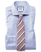 Charles Tyrwhitt Slim Fit Spread Collar Non-iron Cotton Stretch Oxford Blue Dress Shirt Single Cuff Size 14.5/33 By Charles Tyrwhitt