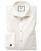  Extra Slim Fit Spread Collar Non-iron Poplin Cream Cotton Dress Shirt Single Cuff Size 14.5/32 By Charles Tyrwhitt