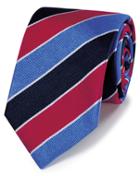  Red And Sky Blue Reppe Stripe English Luxury Silk Tie By Charles Tyrwhitt