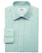  Extra Slim Fit Twill Grid Check Green Cotton Dress Shirt Single Cuff Size 15.5/32 By Charles Tyrwhitt