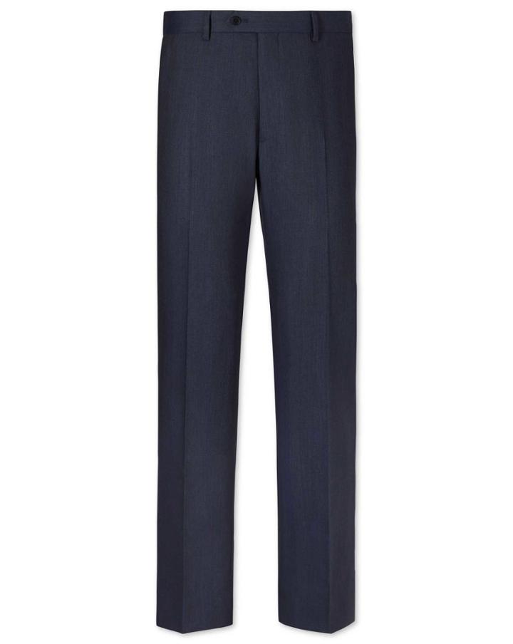 Charles Tyrwhitt Charles Tyrwhitt Airforce Blue Slim Fit Herrinbbone Business Suit Wool Pants Size W30 L38