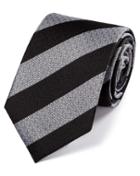 Charles Tyrwhitt Charles Tyrwhitt Black And White Silk Block Stripe Classic Tie