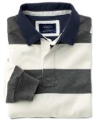 Charles Tyrwhitt Charles Tyrwhitt Classic Fit Grey And White Striped Rugby Shirt