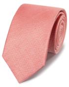  Coral Linen Silk Plain Classic Tie By Charles Tyrwhitt