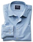 Charles Tyrwhitt Slim Fit Non-iron Poplin Light Blue Floral Print Cotton Casual Shirt Single Cuff Size Medium By Charles Tyrwhitt