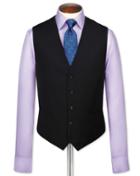  Black Adjustable Fit Twill Business Suit Wool Vest Size W36 By Charles Tyrwhitt
