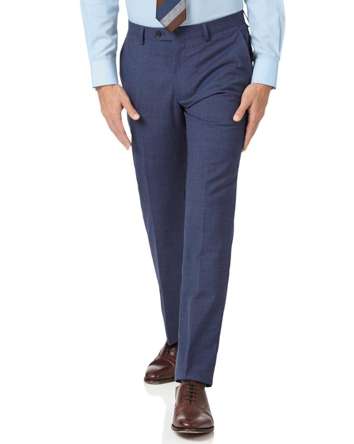 Charles Tyrwhitt Airforce Blue Slim Fit Panama Check Business Suit Wool Pants Size W32 L32 By Charles Tyrwhitt