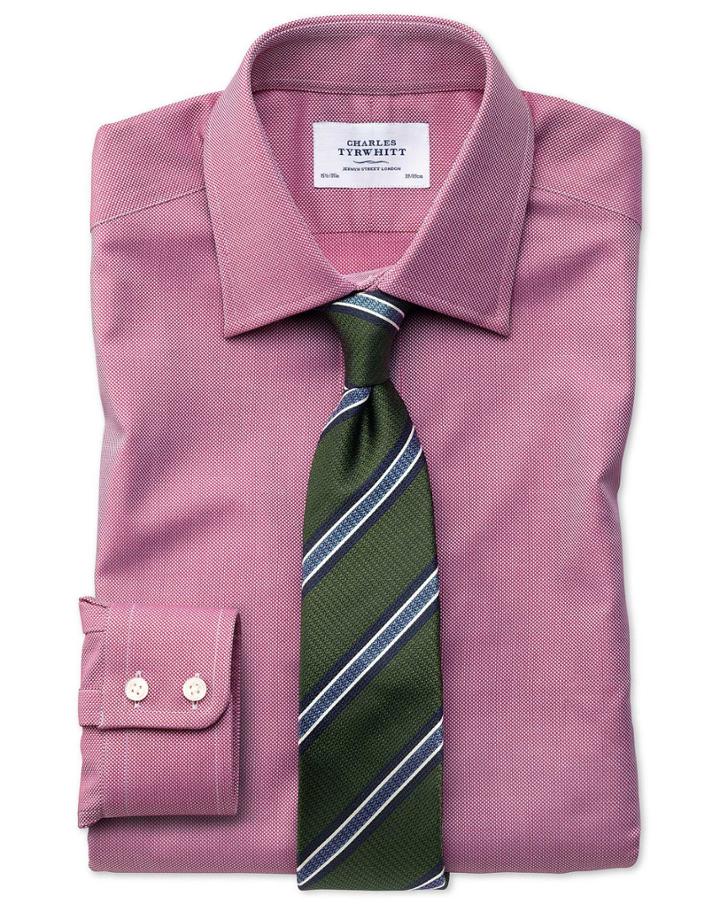  Classic Fit Egyptian Cotton Royal Oxford Magenta Dress Shirt French Cuff Size 15.5/33 By Charles Tyrwhitt