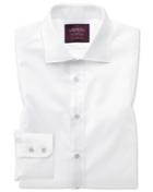  Slim Fit White Luxury Twill Egyptian Cotton Dress Shirt French Cuff Size 14.5/33 By Charles Tyrwhitt