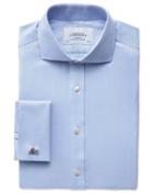 Charles Tyrwhitt Charles Tyrwhitt Extra Slim Fit Spread Collar Non-iron Herringbone Sky Blue Cotton Dress Shirt Size 14.5/32
