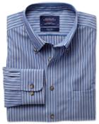 Charles Tyrwhitt Charles Tyrwhitt Slim Fit Non-iron Poplin Blue And White Stripe Cotton Dress Shirt Size Xs