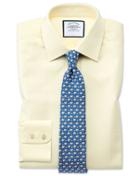  Slim Fit Fine Herringbone Yellow Cotton Dress Shirt French Cuff Size 14.5/33 By Charles Tyrwhitt