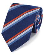  Navy And Orange Reppe Stripe English Luxury Silk Tie By Charles Tyrwhitt