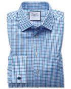 Charles Tyrwhitt Slim Fit Poplin Multi Blue Check Cotton Dress Shirt French Cuff Size 14.5/33 By Charles Tyrwhitt