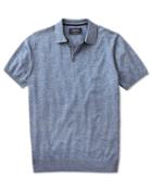 Charles Tyrwhitt Sky Blue Heather Short Sleeve Cotton Polo Collar Sweater Size Large By Charles Tyrwhitt