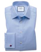 Charles Tyrwhitt Classic Fit Non-iron Herringbone Sky Blue Cotton Dress Shirt Single Cuff Size 15/34 By Charles Tyrwhitt