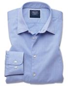  Slim Fit Blue Square Soft Texture Cotton Casual Shirt Single Cuff Size Large By Charles Tyrwhitt