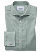 Charles Tyrwhitt Slim Fit Spread Collar Non-iron Puppytooth Olive Cotton Dress Shirt Single Cuff Size 14.5/33 By Charles Tyrwhitt