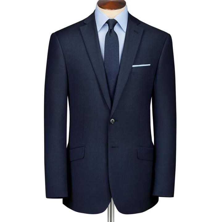 Charles Tyrwhitt Charles Tyrwhitt Navy Sharkskin Slim Fit Business Suit Wool Jacket Size 38