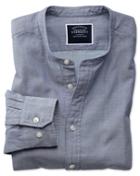 Charles Tyrwhitt Slim Fit Collarless Chambray Cotton Casual Shirt Single Cuff Size Large By Charles Tyrwhitt