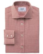Charles Tyrwhitt Charles Tyrwhitt Slim Fit Semi-spread Collar Melange Puppytooth Copper Cotton Dress Shirt Size 15/35