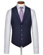 Charles Tyrwhitt Indigo Blue Puppytooth Panama Business Suit Wool Vest Size W36 By Charles Tyrwhitt