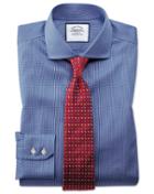 Charles Tyrwhitt Extra Slim Fit Spread Collar Non-iron Puppytooth Royal Blue Cotton Dress Shirt French Cuff Size 14.5/32 By Charles Tyrwhitt
