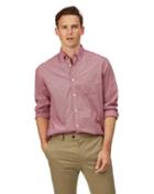  Classic Fit Red Soft Washed Stretch Poplin Plain Cotton Casual Shirt Single Cuff Size Medium By Charles Tyrwhitt