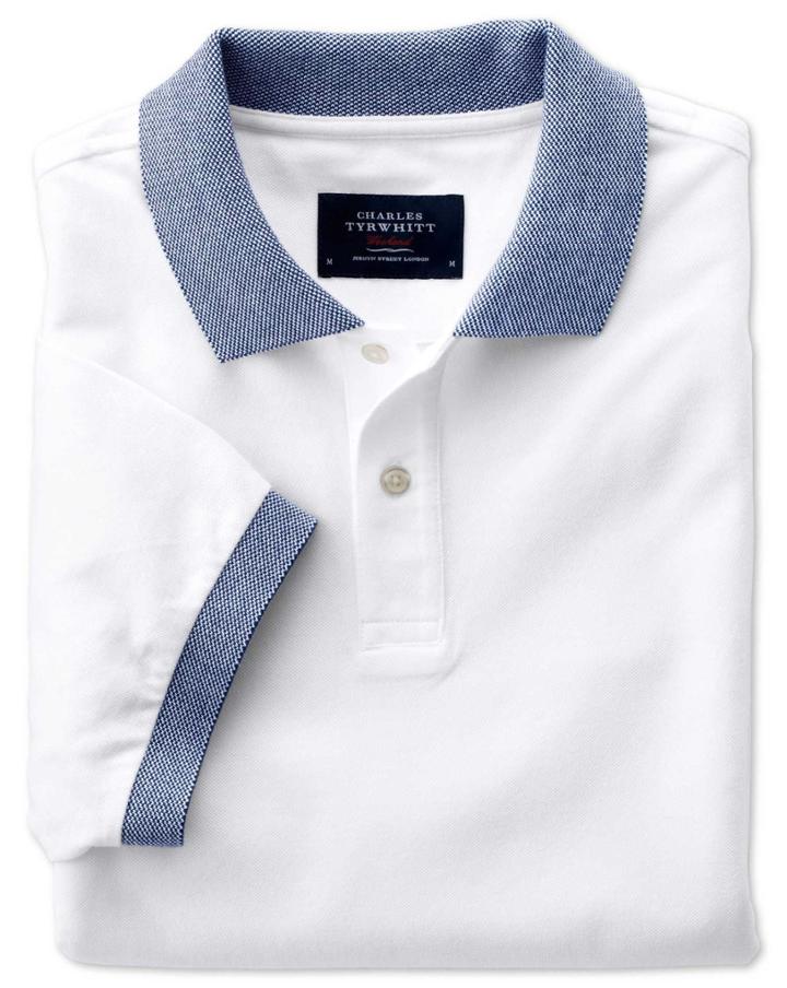 Charles Tyrwhitt Charles Tyrwhitt White Oxford Cotton Polo Size Large