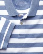  Sky Blue And White Stripe Pique Cotton Polo Size Xs By Charles Tyrwhitt