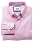 Charles Tyrwhitt Classic Fit Button-down Collar Non-iron Business Casual Pink Cotton Dress Casual Shirt Single Cuff Size 15/33 By Charles Tyrwhitt