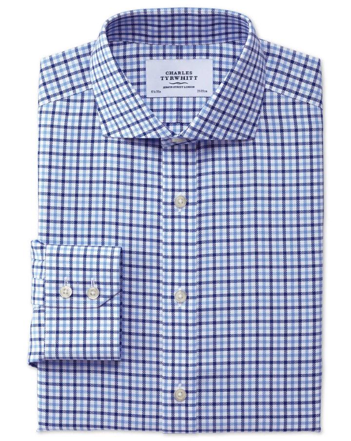 Charles Tyrwhitt Charles Tyrwhitt Slim Fit Cutaway Collar Non-iron Royal Blue Oxford Blue And Sky Shirt