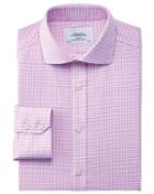 Charles Tyrwhitt Charles Tyrwhitt Extra Slim Fit Spread Collar Non-iron Dobby Check Pink Cotton Dress Shirt Size 15/33