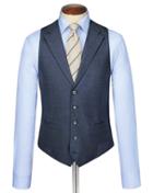 Charles Tyrwhitt Charles Tyrwhitt Airforce Blue Puppytooth Panama Business Suit Wool Vest Size W46