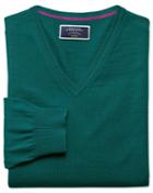 Charles Tyrwhitt Teal Merino Wool V-neck Sweater Size Large By Charles Tyrwhitt