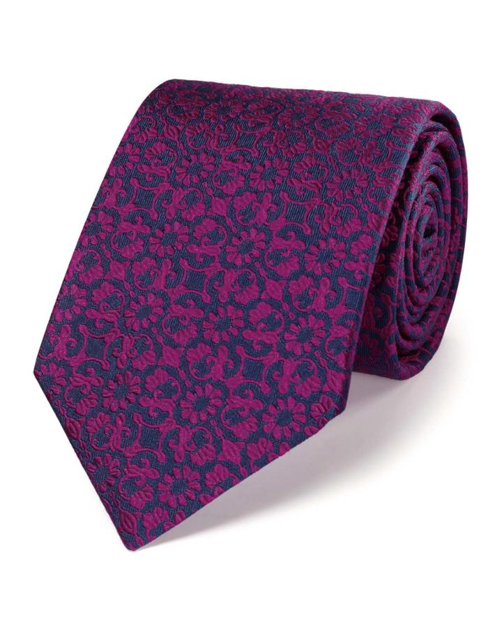 Charles Tyrwhitt Pink Silk Luxury Floral Tie By Charles Tyrwhitt
