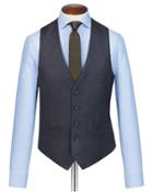  Charcoal And Blue Adjustable Fit Stripe Flannel Suit Wool Vest Size W44 By Charles Tyrwhitt