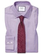  Classic Fit Egyptian Cotton Chevron Purple Dress Shirt Single Cuff Size 15.5/33 By Charles Tyrwhitt